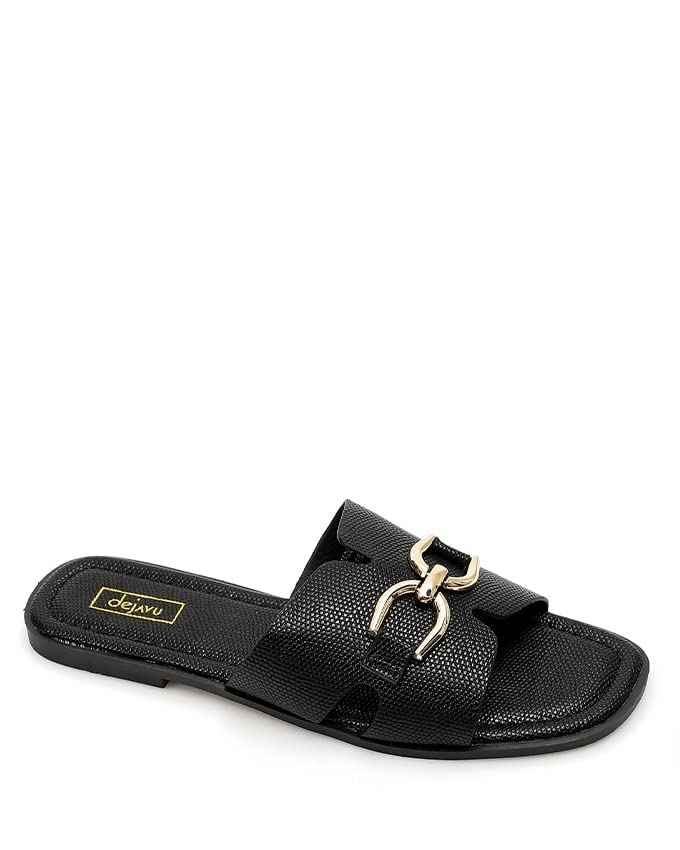 DejAVU Women Lightweight Black Slipper