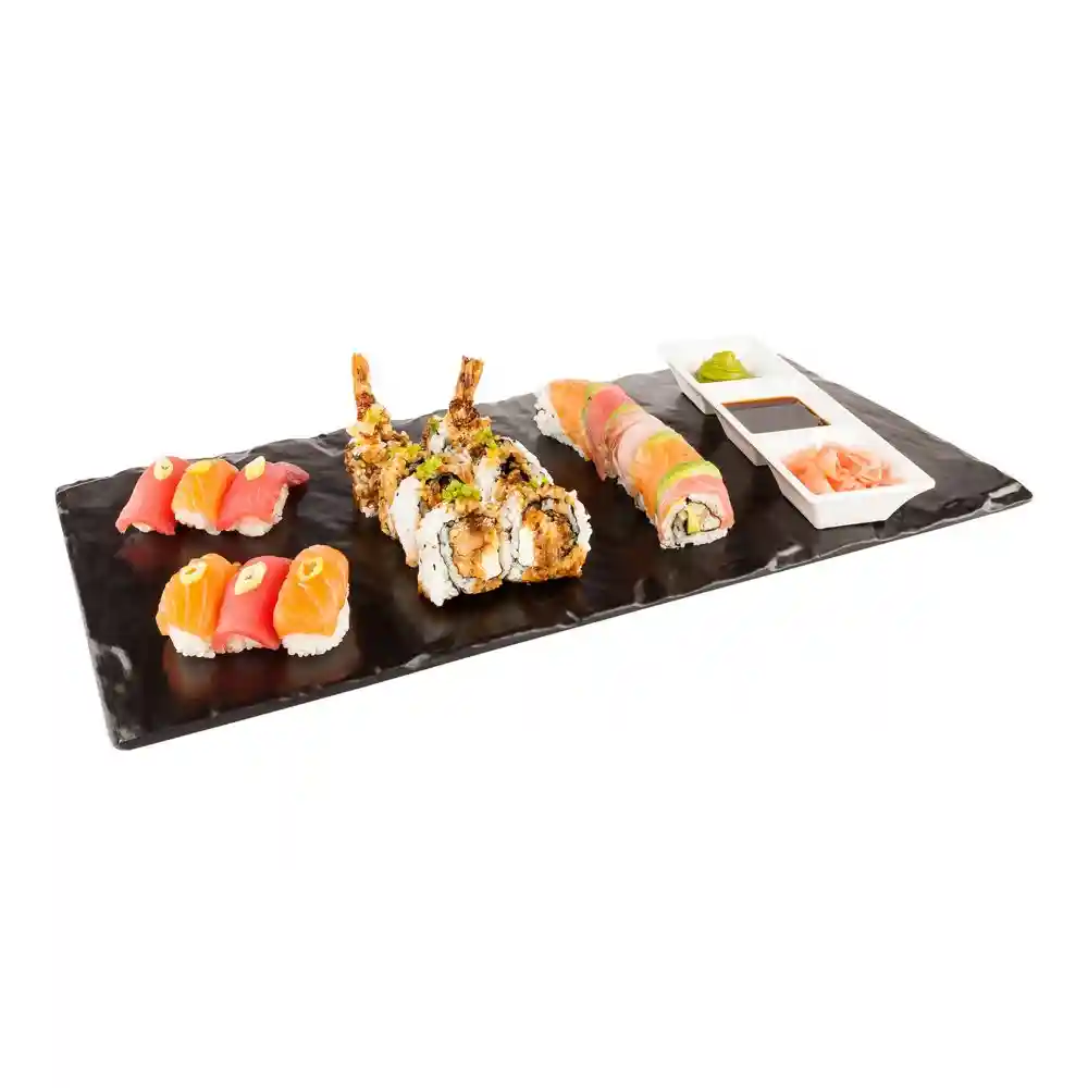Restaurantware Serving Plates 10x20 Inch Black Melamine Rectangular Platter Set 4