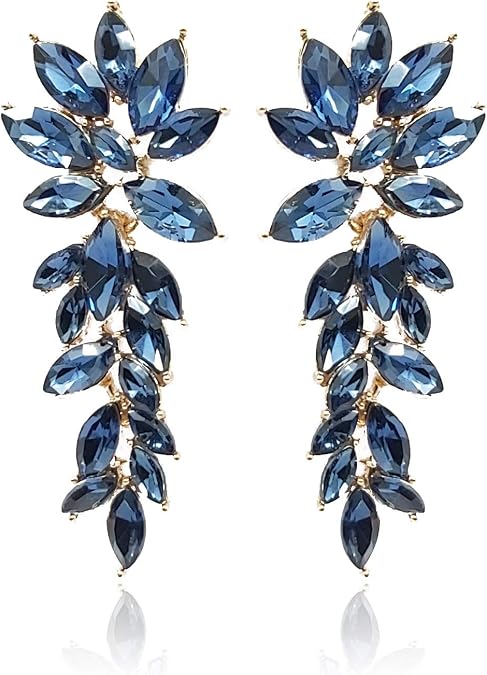 YouBella Crystal Dangler Earrings for Women Blue