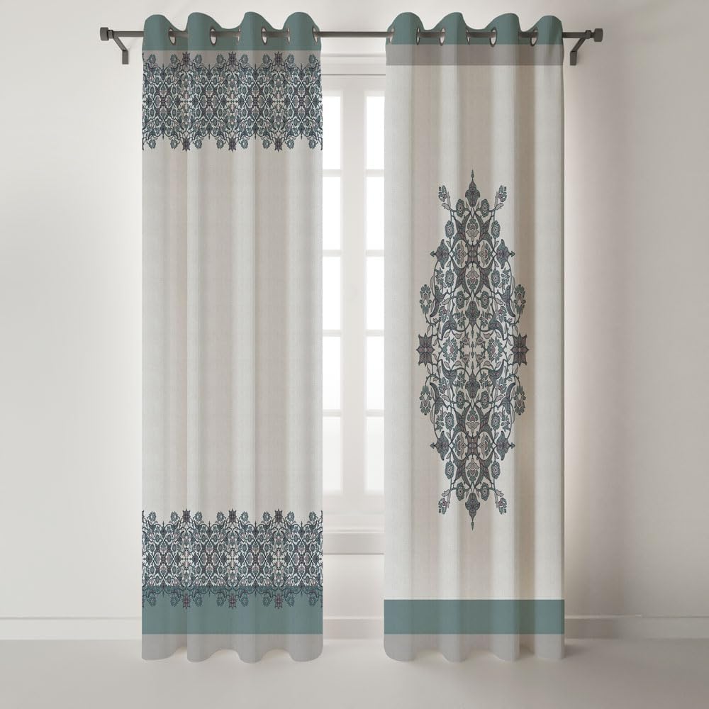 Shatta Side Rings Printed Modern Curtain  for Home Decor