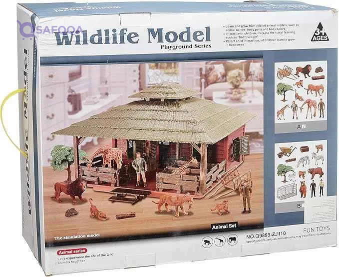 Realistic Plastic Farm Animal Figures with Farm House Play Set for Kids