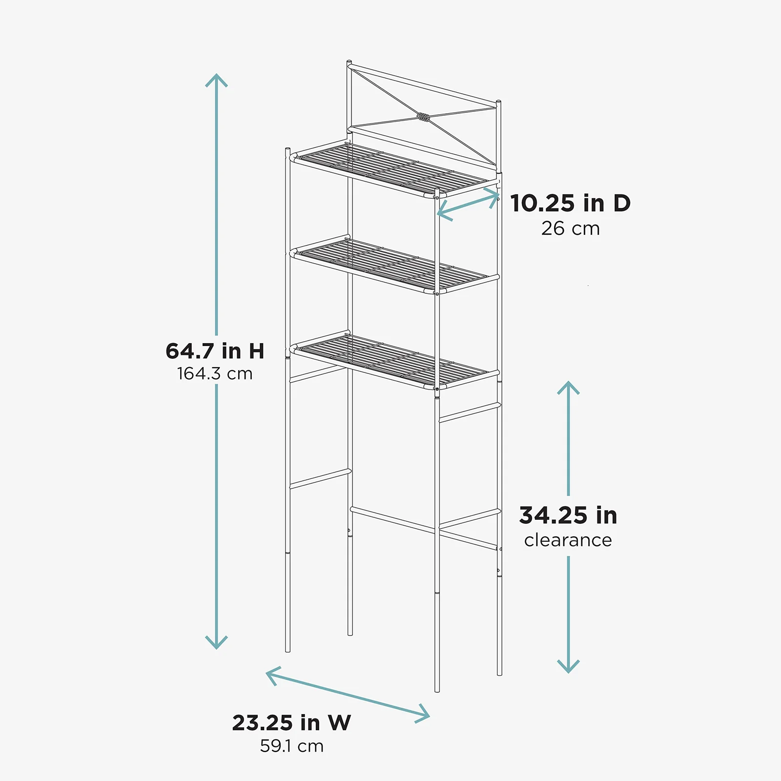 Zenna Home 3-Shelf Bathroom Storage Rack Black