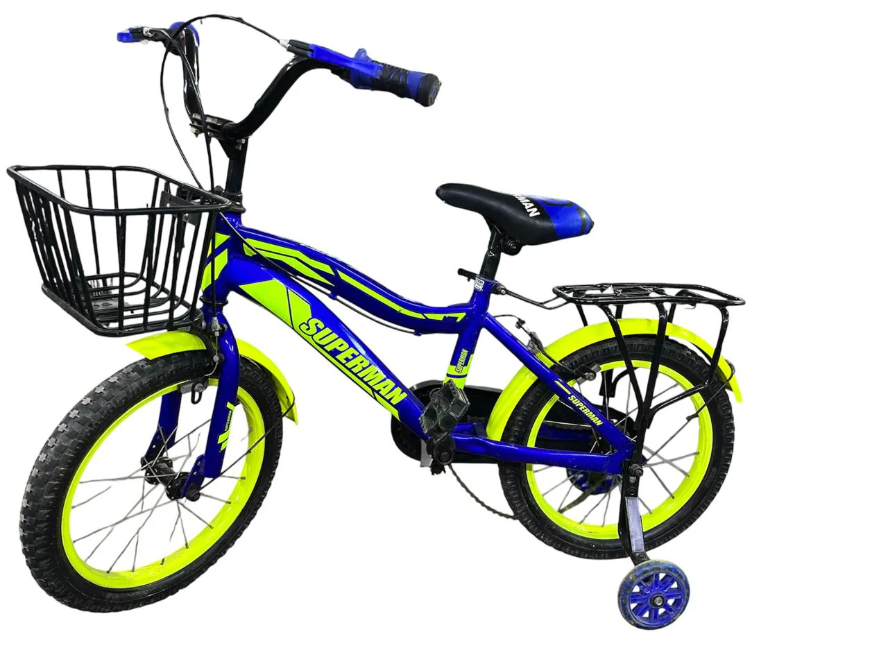 Superman Kids Bike for Boys Blue Yellow Scratch Condition