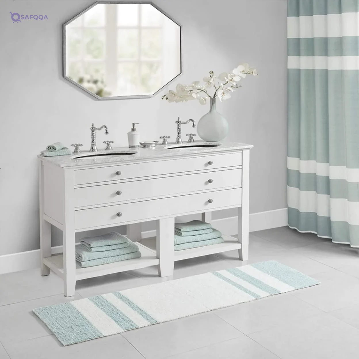 Madison Park Reversible Cotton Bath Rug 24×72 Multi Color