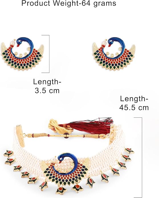ZAVERI PEARLS Peacock Jewelry Set ZPFK14436