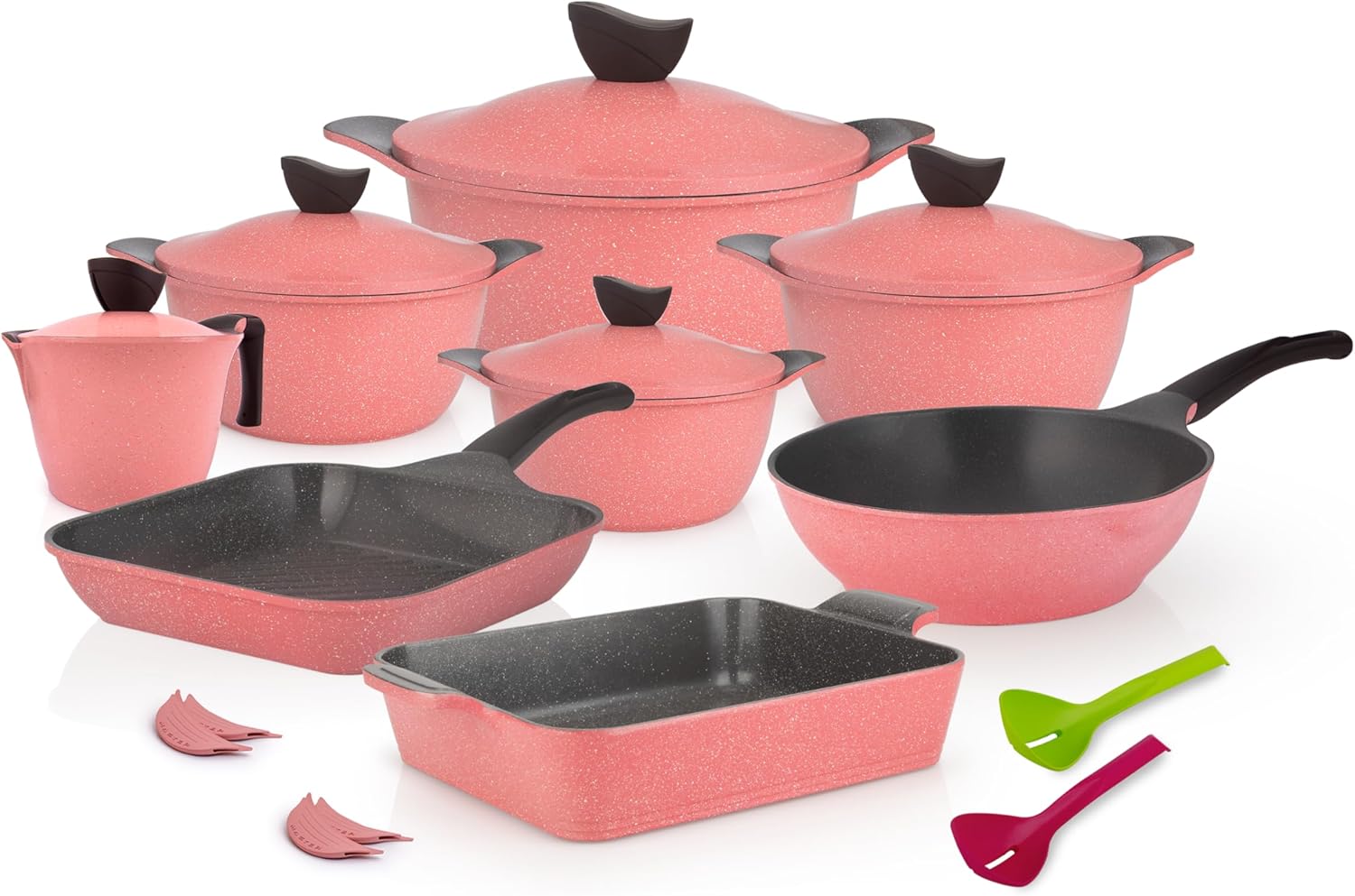 MASTER Granite Cookware Set – 19 Pieces, Wave Pink