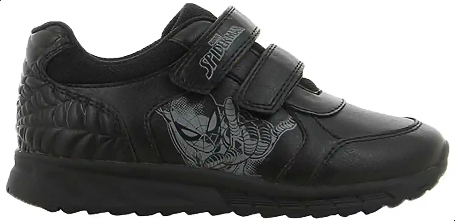 Leomil Boys Spider-Man Print School Shoes Black