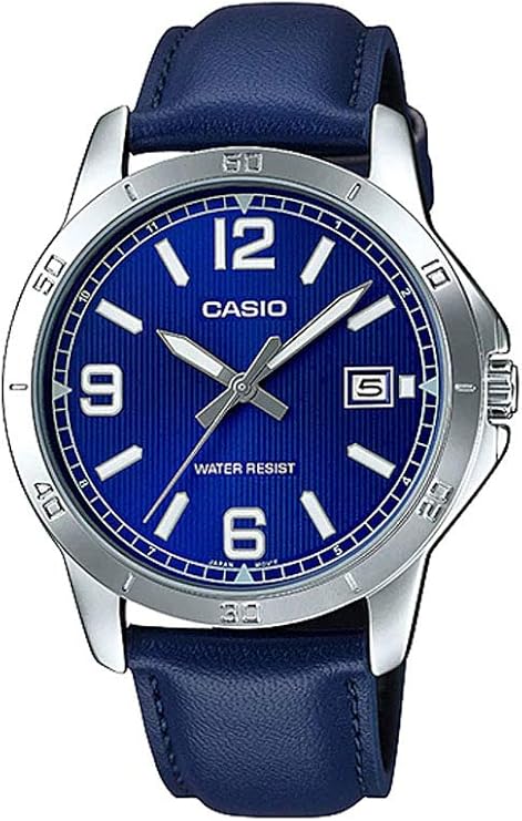 Casio Men’s Standard Watch Blue Dial Leather Strap MTP-V004L-2B