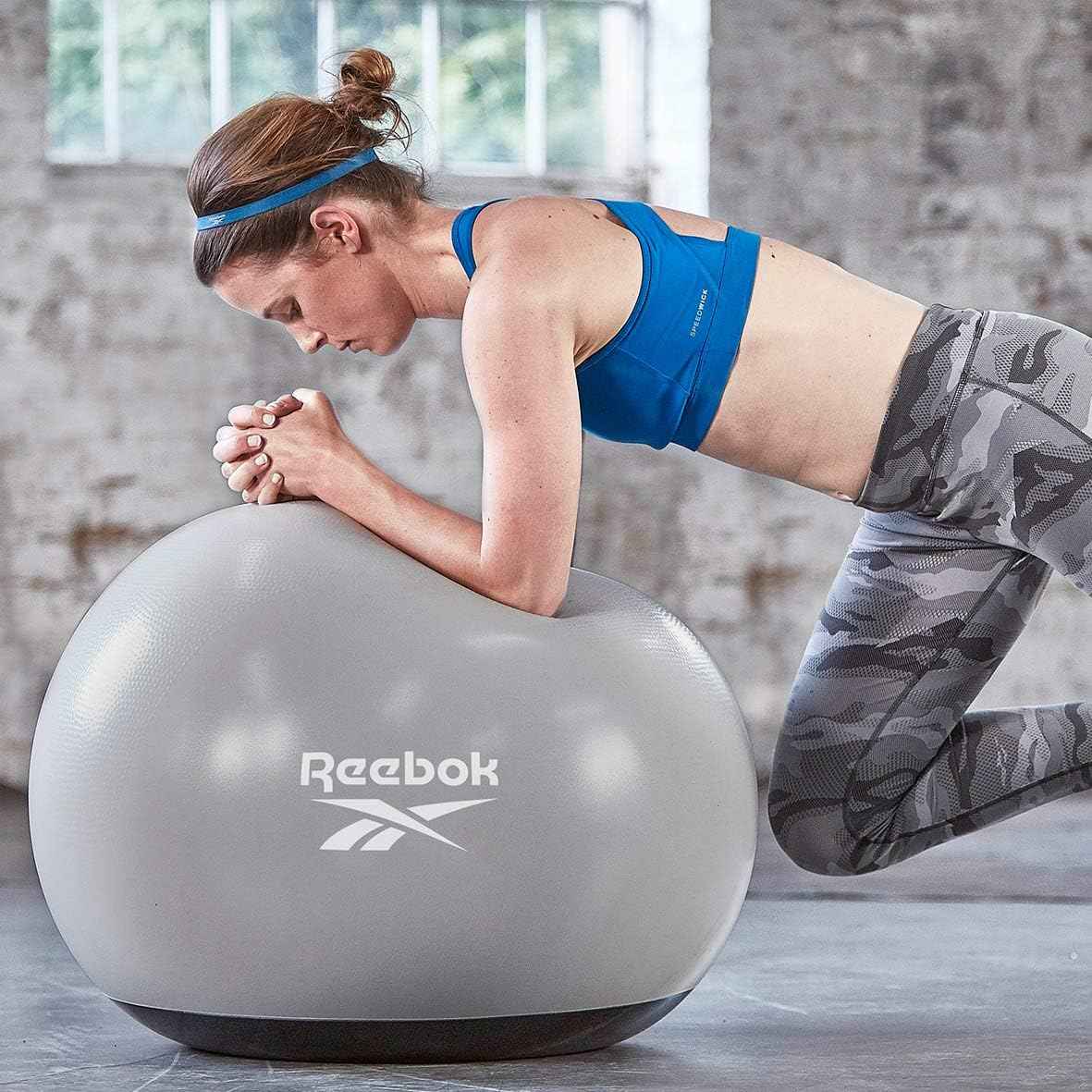 Reebok Stability Gym Ball 55cm – Exercise Balance Ball for Fitness & Core Training (Grey)