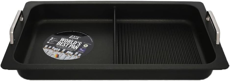 AMT Rectangular Cast Aluminum Grill Casserole 33×53 cm – Non-Stick German-Made Cookware