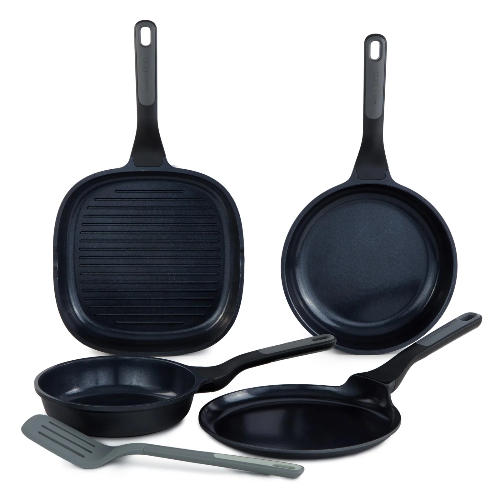 BERGHOFF Leo Stone+ Ceramic Nonstick Specialty Pan Set with Turner – 5 Pieces