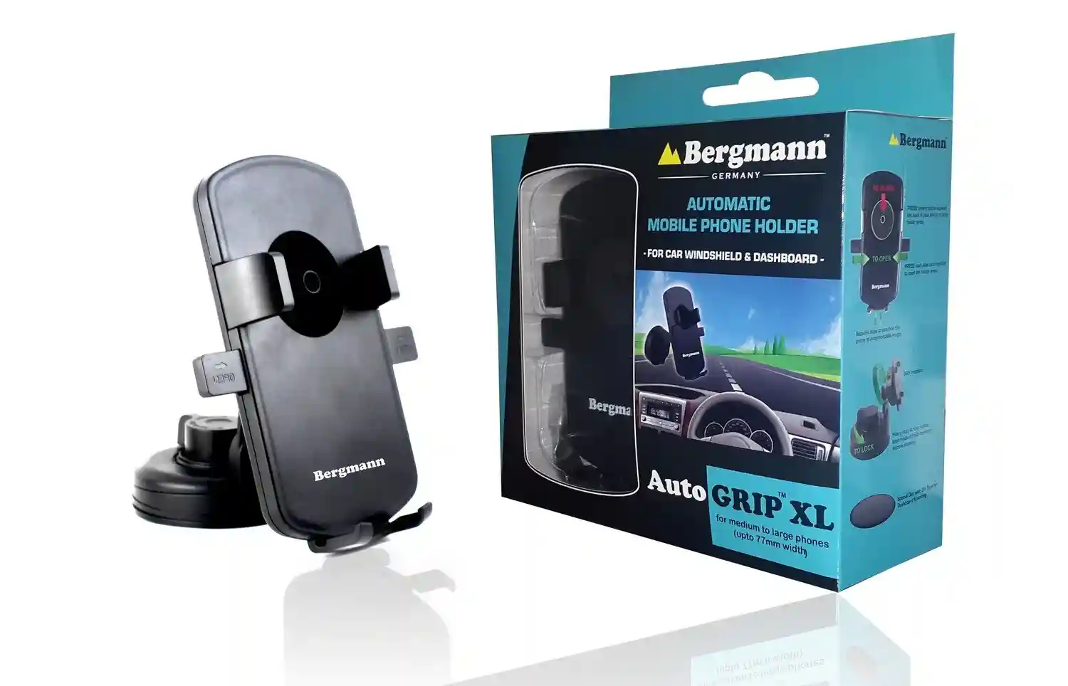 Bergmann Automatic Car Phone Holder, 360° Rotation Smart Phone Mount for Safe Driving