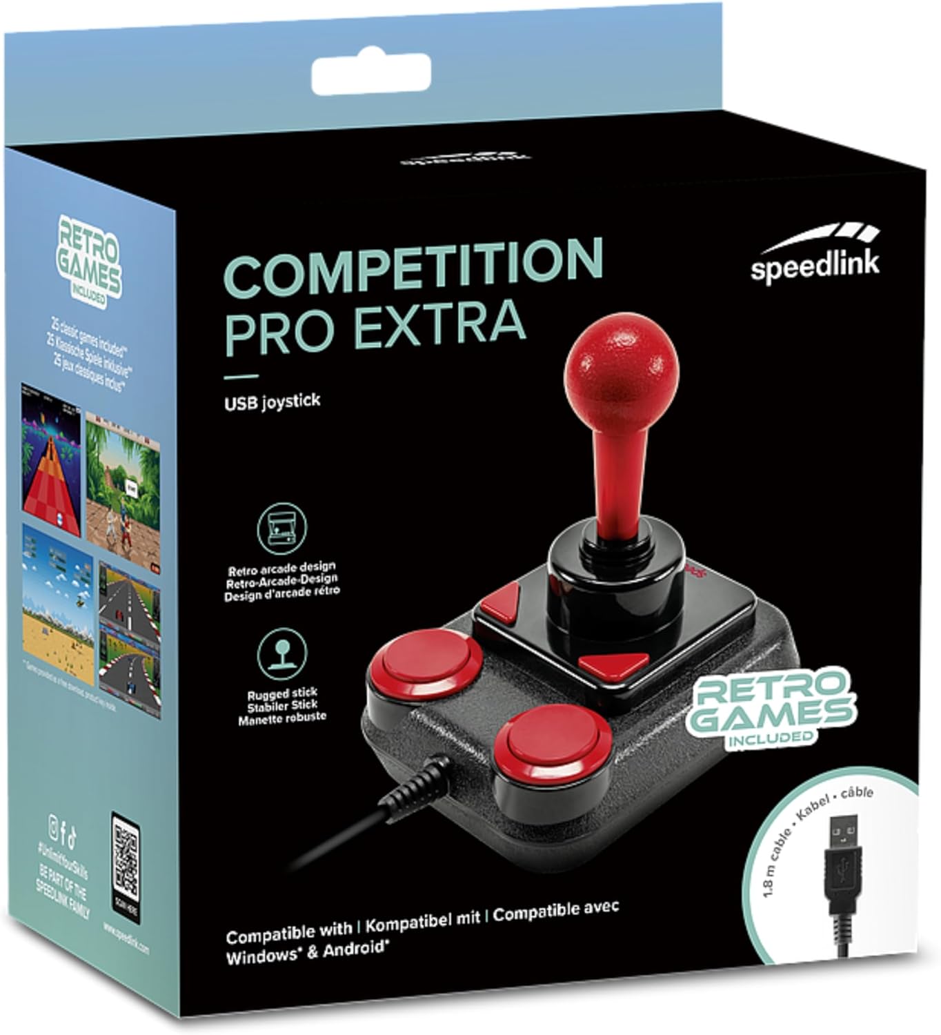 SPEEDLINK Retro Stick Joystick SL-650212 Red & Black