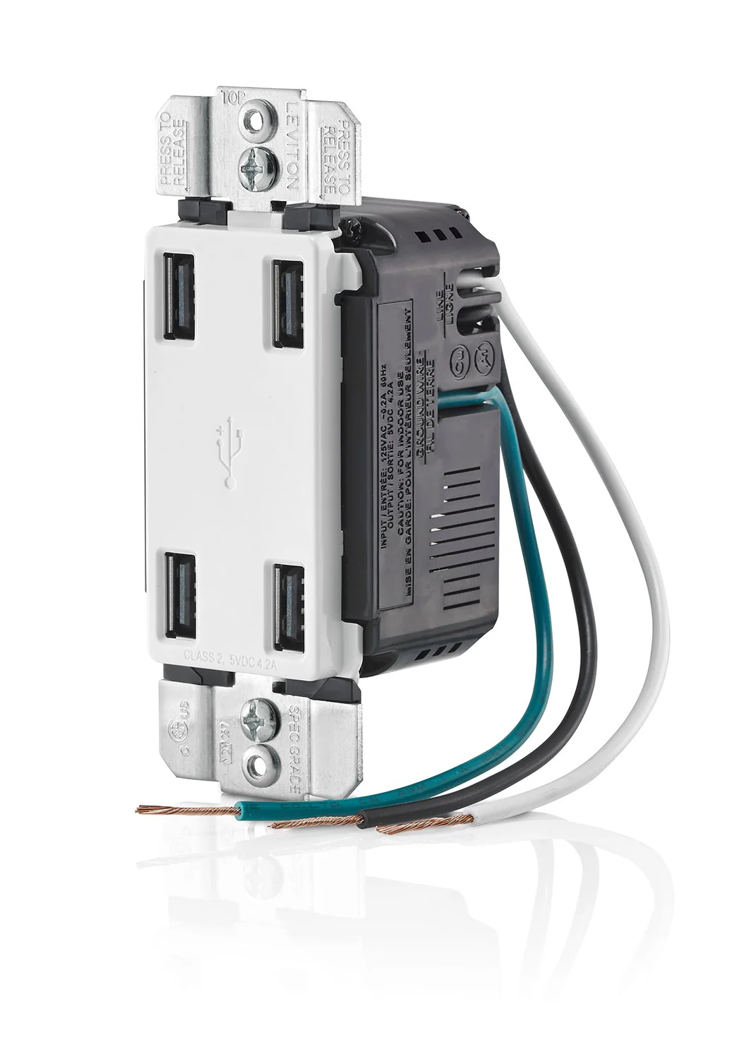Leviton 4-Port USB Wall Charger, 4.2A