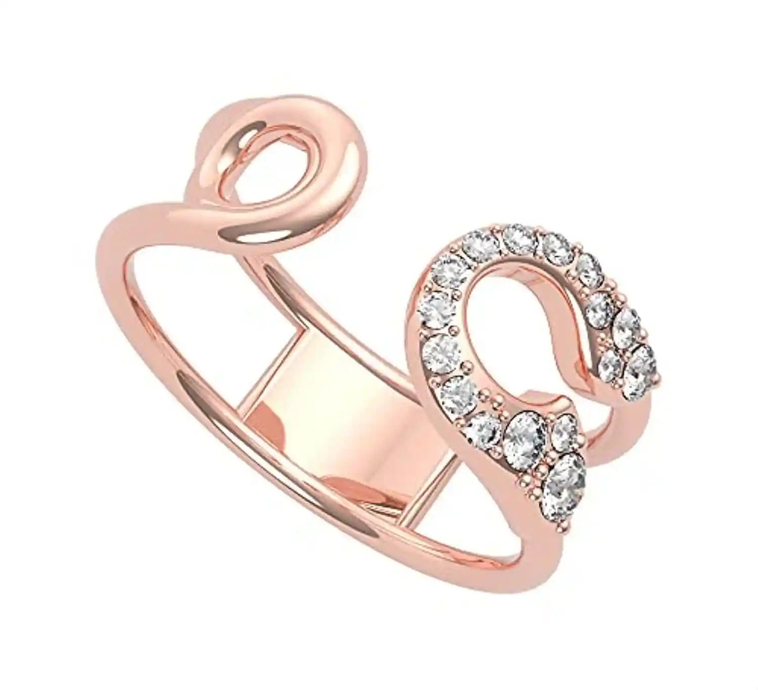 Guess Women’s Stainless Steel Zircon Open Ring – Rose Gold Embellished Fashion Ring