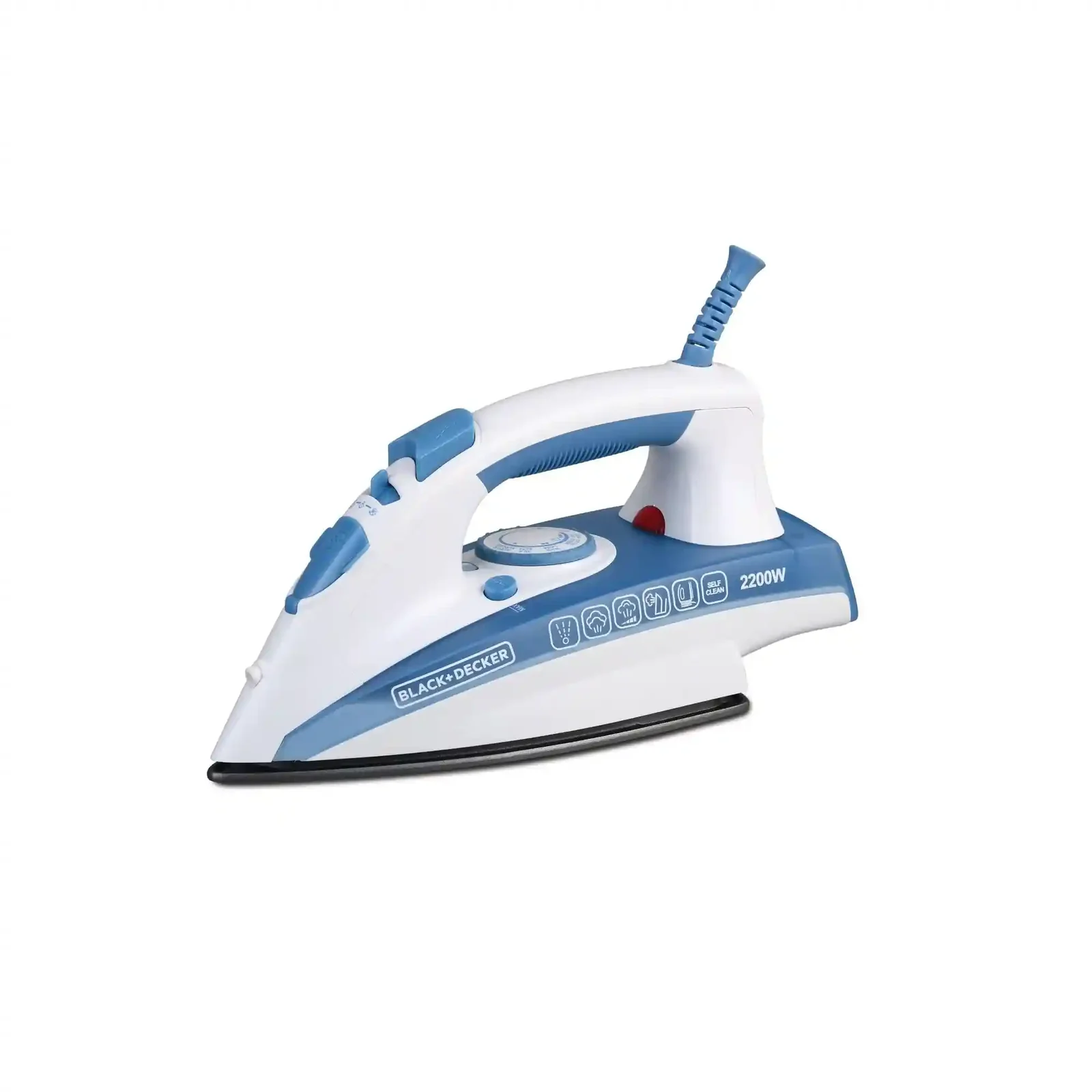 BLACK+DECKER X2000-B5 Steam Iron 2000W – Ceramic Soleplate, 25g/min Continuous Steam, 90g Steam Boost, 300ml Tank (Blue)