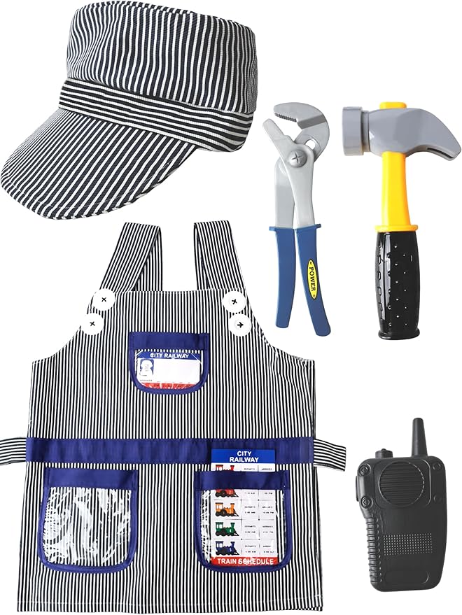 Kids Construction Worker Costume Set with Educational Tools and Accessories