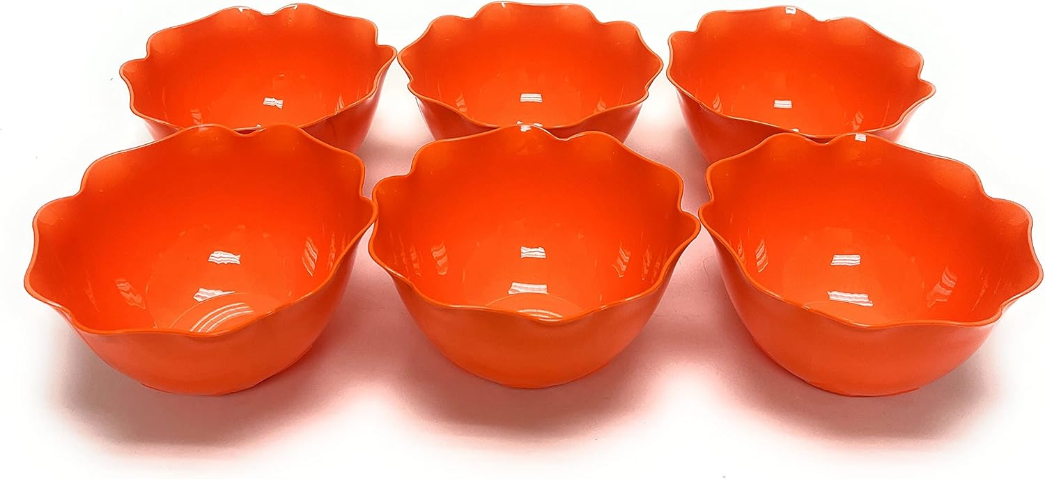 Mintra Home Lotus Collection Reusable Bowls Set – 6 Stylish Orange Bowls for Everyday Serving