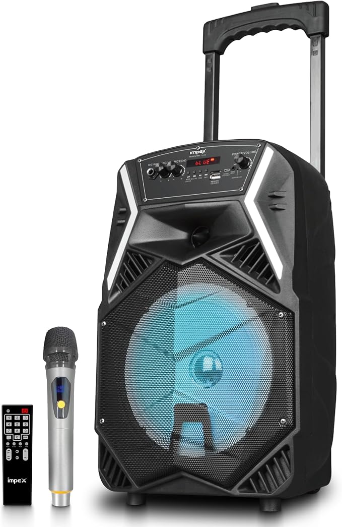 Impex TS-25B Portable Multimedia Speaker 25W with Wireless Mic & LED Lights – Trolley Design (Damaged Box)