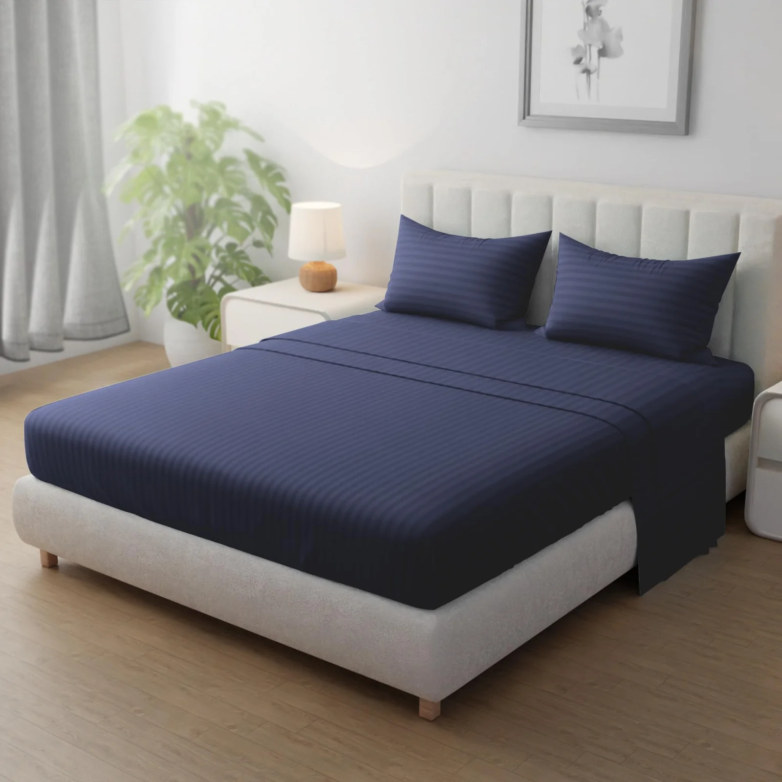 Hotel Linen Klub Striped Microfiber Fitted Sheet Set
