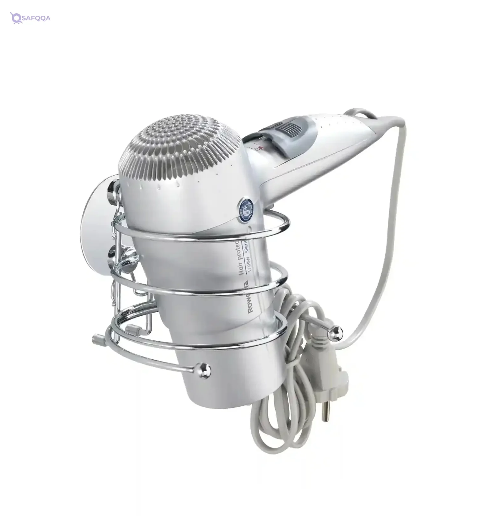 WENKO Hair Dryer Holder, Steel Bathroom Organizer for Styling Tools, 14 x 7.5 x 11.5 cm