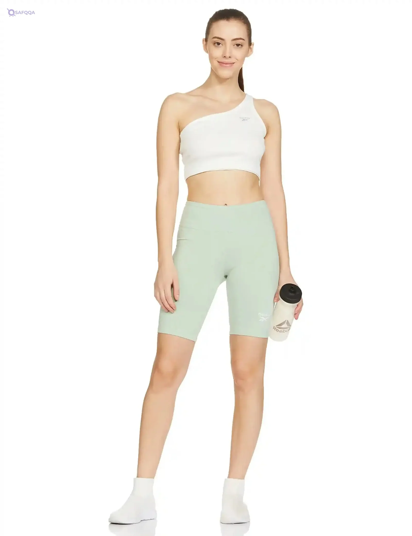 Reebok Women Training Fitted Shorts Mint Green Gym Athletic Fit Shorts