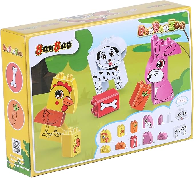 BanBao Zoo Farm Animals Building Blocks Set for Kids