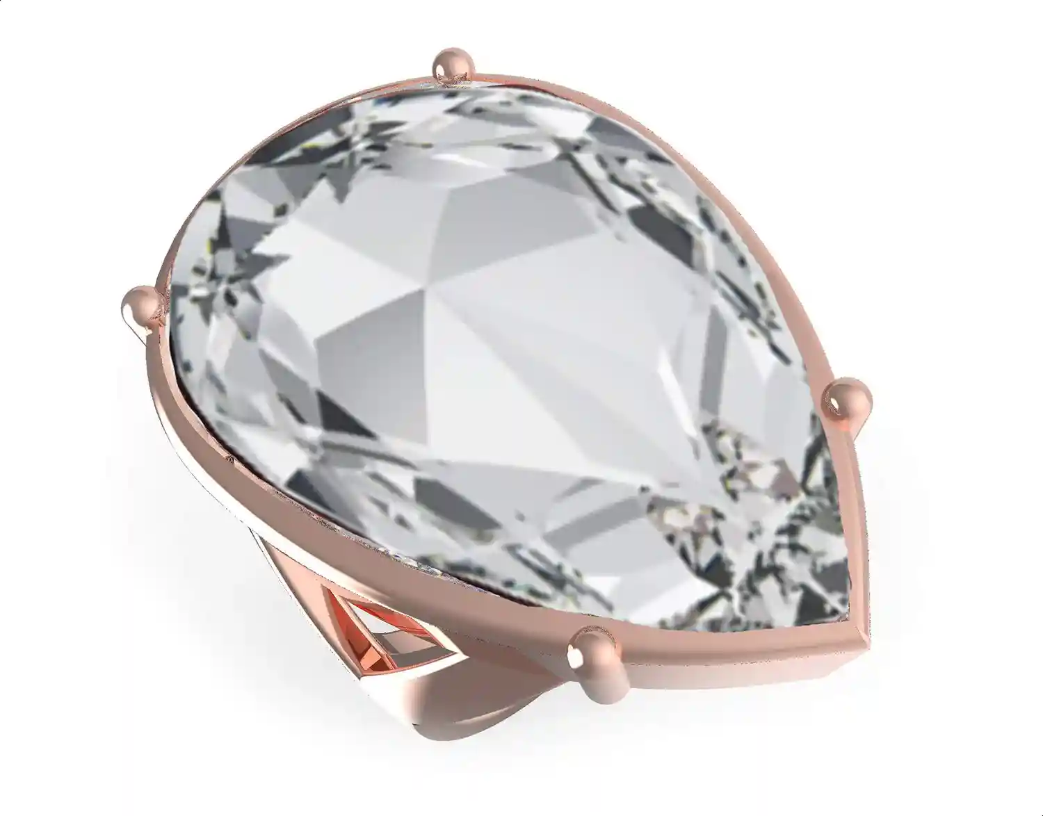 Guess Zircon Stone Stainless Steel Ring for Women – Rose Gold Size 56