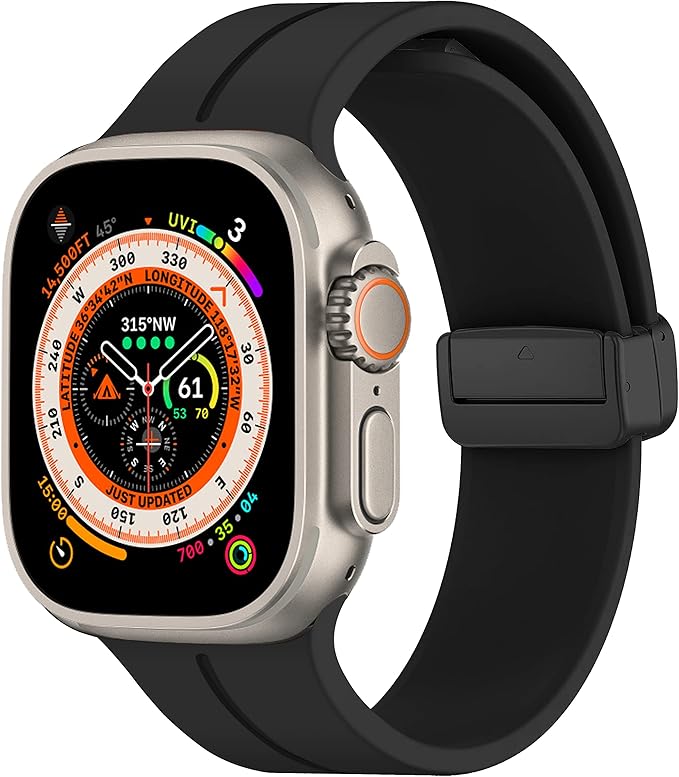 DMVEIMAL Magnetic Sport Silicone Band for Apple Watch Ultra 49mm Black