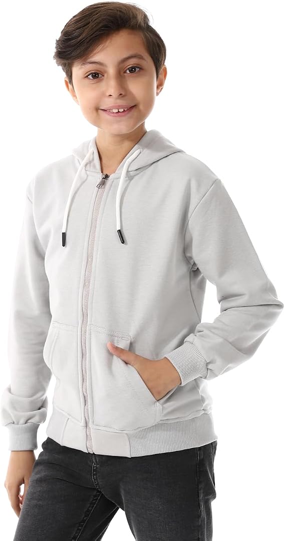 Andora Boys Hooded Jacket with Side Pockets Grey