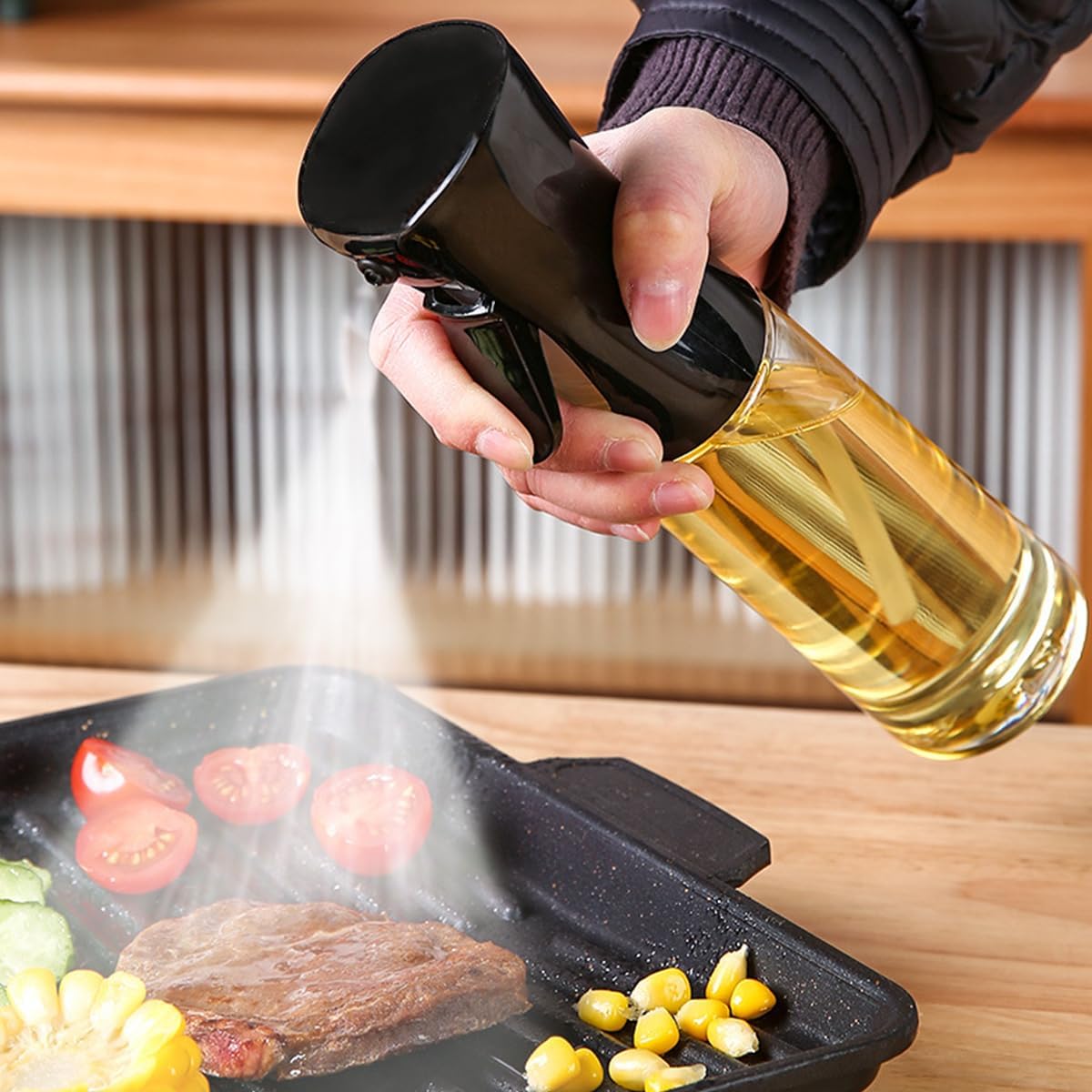 ECVV 300ml Oil Sprayer Bottle for Cooking Olive Oil Dispenser Black