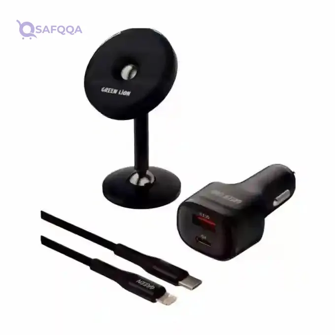 Green Lion 3 in 1 Car Combo Magnetic Holder 20W Charger USB-C Lightning