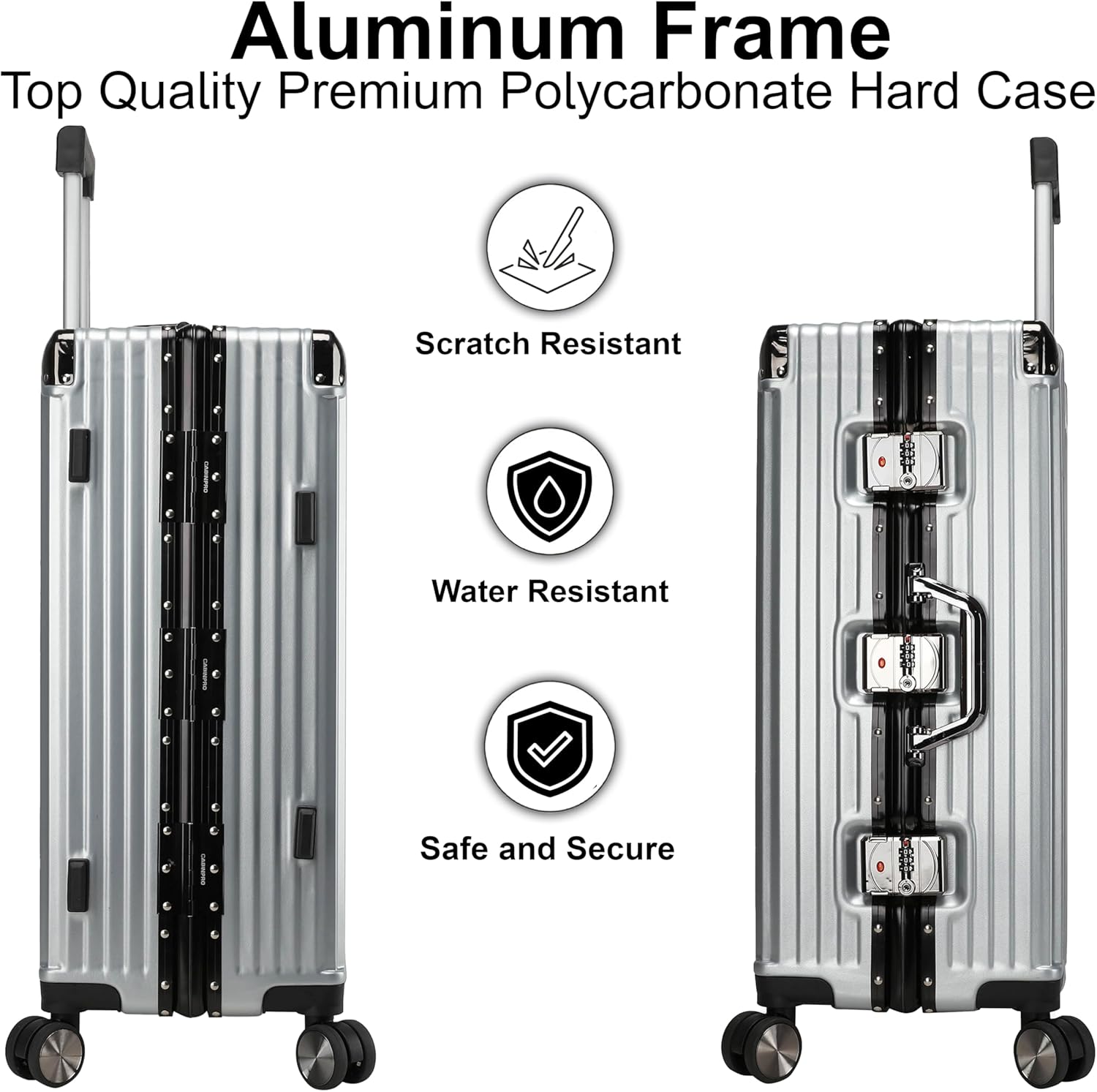 CABINPRO CP001 28-Inch Checked Luggage Aluminum Frame Silver - Scratches & Cut