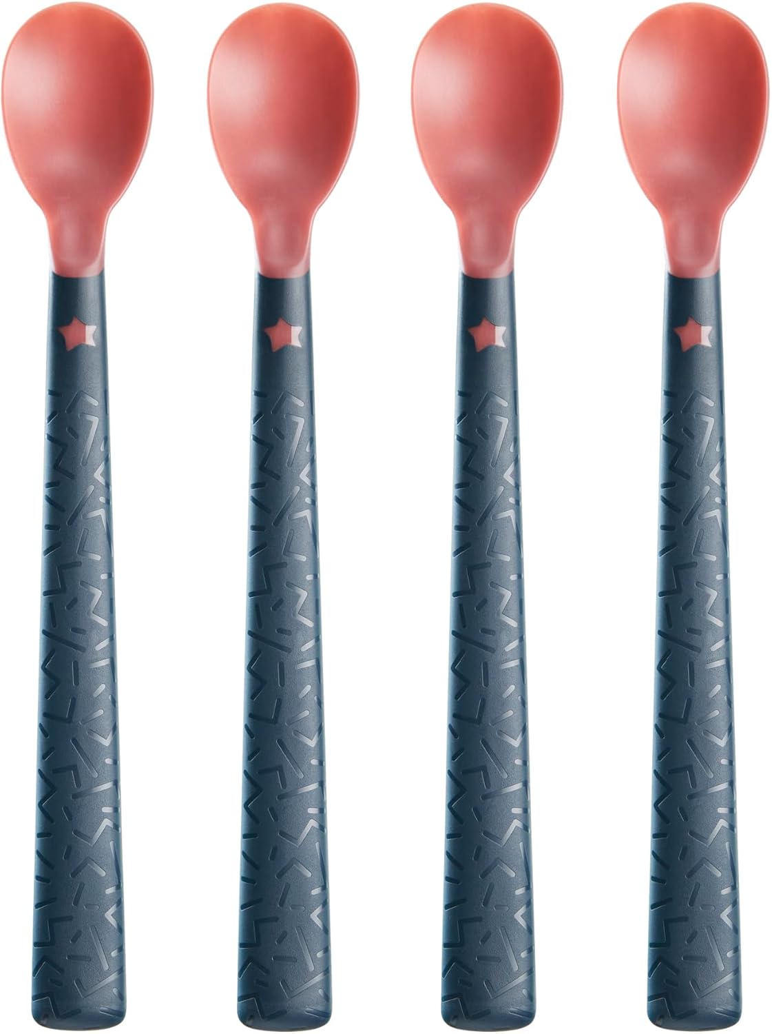 Tommee Tippee Heat Sense Weaning Spoons with BACSHIELD Antibacterial Technology, Long Anti-Slip Handles, 4m+, Pack of 4