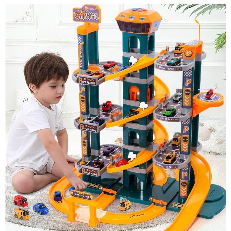 Generic Electronic Kids Car Garage – Spiral Track Design with Graphic Print Playset