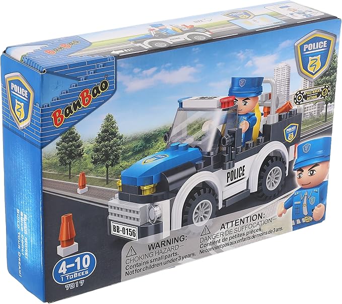 BanBao Police Car Building Blocks Toy for Kids