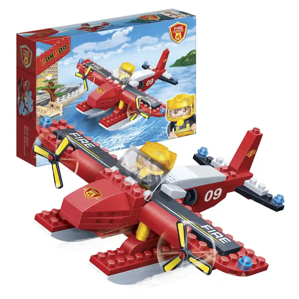 BANBAO Fire Seaplane Building Block Set – 125 Pieces